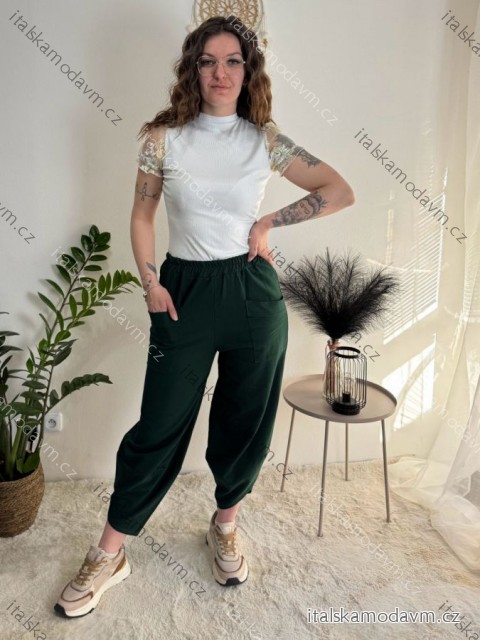 Kalhoty dlouhé bavlněné dámské (S/M/L/XL ONE SIZE) ITALSKá MODA IM4250023/DR
