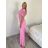 Súprava elegantné nohavice dlhé a Top dámska (S/M/L ONE SIZE) TALIANSKA MÓDA IMWGB260001/DUR S/M/L ružová
