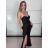 Šaty elegantní společenské dlouhé na ramínka dámské STELA (S/M ONE SIZE) ITALSKÁ MÓDA IM3260001/DUR S/M Černá