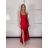 Šaty elegantní společenské dlouhé na ramínka dámské STELA (S/M ONE SIZE) ITALSKÁ MÓDA IM3260001/DUR S/M červená