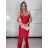Šaty elegantní společenské dlouhé na ramínka dámské STELA (S/M ONE SIZE) ITALSKÁ MÓDA IM3260001/DUR S/M červená