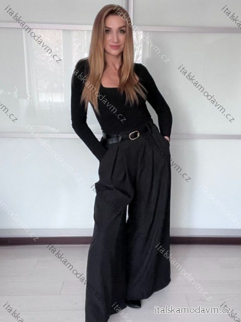 Kalhoty elegantní dlouhé s páskem dámské JENNET (S/M/L ONE SIZE) ITALSKÁ MÓDA 	 IMWET260001/DUR