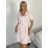 Šaty košilové krátký rukáv dámské BARBARA (S/M/L ONE SIZE) ITALSKÁ MÓDA IMC26002356/DUR S/M/L světle modrá