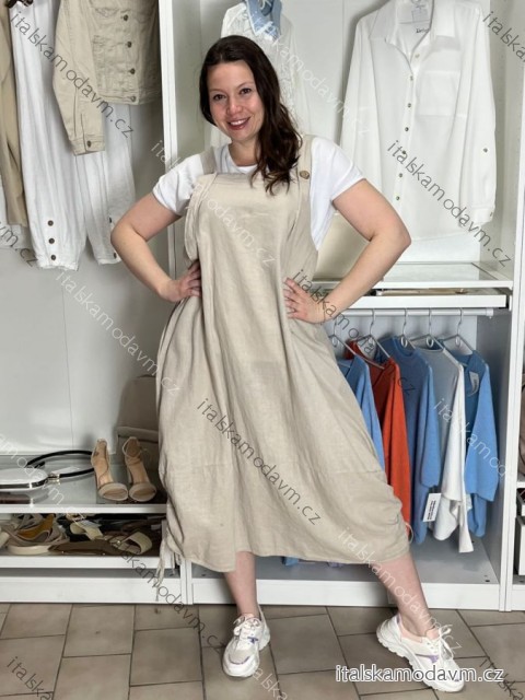 Šaty volnočasové s laclem na široká ramínka dámské nadrozměr NINA (44/46/48 ONE SIZE) ITALSKÁ MÓDA IMSM2600056/DUR