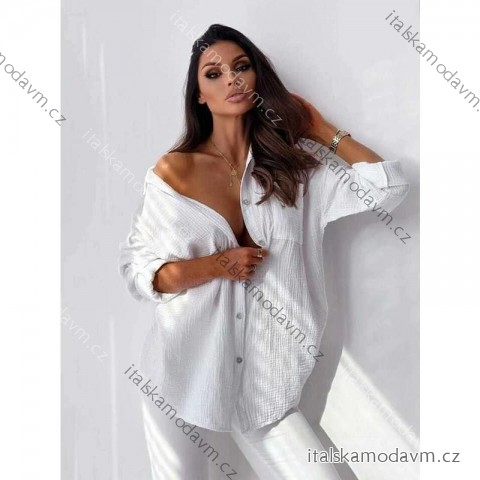 Košile dlouhý rukáv dámská mušelín oversize (ONE SIZE) ITALSKÁ MÓDA IMD24135