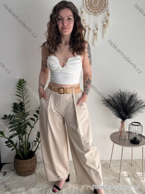 Kalhoty elegantní dámské (S/M/L ONE SIZE) ITALSKÁ MÓDA IMM26M8102/DR