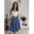 Sukně s páskem dlouhá dámská (S/M/L ONE SIZE) ITALSKÁ MÓDA IMSM26106/DUR sv. modrá S/M/L