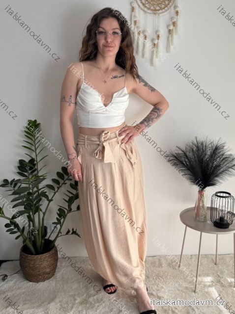 Sukňa dlhá letná dámska (S/M/L ONE SIZE) TALIANSKA MÓDA IMSM26107/DU béžová S/M/L