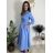 Šaty dlhé košilové 3/4 dlouhý rukáv dámske KONSTANCE  (S/M/L ONE SIZE) TALIANSKA MÓDA IMPDY264885/DUR S/M/L biela