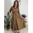 Šaty dlhé košilové 3/4 dlouhý rukáv dámske KONSTANCE  (S/M/L ONE SIZE) TALIANSKA MÓDA IMPDY264885/DUR S/M/L biela