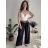 Nohavice maslové s opaskom dámske (S/M/L ONE SIZE) TALIANSKA MÓDA IMD25223/DR černá S/M/L