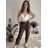 Nohavice elegantné s opaskom 3/4 krátke dámske (S/M/L ONE SIZE) TALIANSKA MÓDA IMPLI257048/DU čierna S/M/L