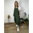 Šaty s laclem letní stahovací s kapsami na ramínka dámské nadrozměr IVONA (40/42/44 ONE SIZE) ITALSKÁ MÓDA IMC26000327/DUR 40/42/44 zelená khaki