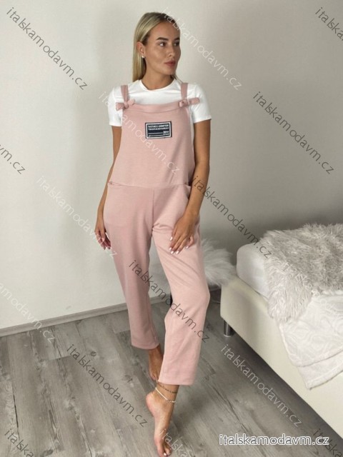 Kalhoty teplákové dlouhé s laclem dámské EMILY (S/M/L ONE SIZE) ITALSKÁ MÓDA IMC26001355/DU S/M/L růžová starorůžová