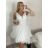 Šaty společenské, svatební elegantní bez rukávu krátké plesové dámské (M/L) ITALSKÁ MÓDA IMM26HB50119/DUR M/L bílá