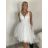 Šaty společenské, svatební elegantní bez rukávu krátké plesové dámské (M/L) ITALSKÁ MÓDA IMM26HB50119/DUR M/L bílá