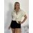 Košile kráký rukáv dámská TINA (S/M/L ONE SIZE) ITALSKÁ MÓDA IMWKH26001/DUR S/M/L zelená khaki
