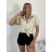 Košile kráký rukáv dámská TINA (S/M/L ONE SIZE) ITALSKÁ MÓDA IMWKH26001/DUR S/M/L zelená khaki