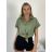 Košile kráký rukáv dámská TINA (S/M/L ONE SIZE) ITALSKÁ MÓDA IMWKH26001/DUR S/M/L zelená khaki