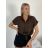 Košile kráký rukáv dámská TINA (S/M/L ONE SIZE) ITALSKÁ MÓDA IMWKH26001/DUR S/M/L zelená khaki