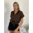 Košile kráký rukáv dámská TINA (S/M/L ONE SIZE) ITALSKÁ MÓDA IMWKH26001/DUR S/M/L zelená khaki