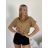 Košile kráký rukáv dámská TINA (S/M/L ONE SIZE) ITALSKÁ MÓDA IMWKH26001/DUR S/M/L zelená khaki