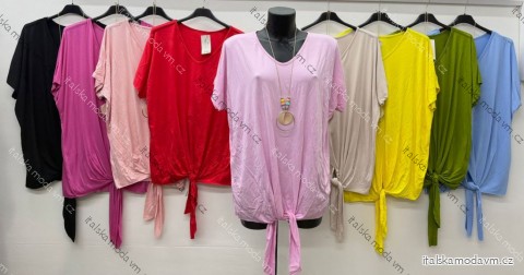 Tričko s príveskom krátky rukáv dámske nadrozmer (54/56/58 ONE SIZE) TALIANSKA MÓDA IM426169