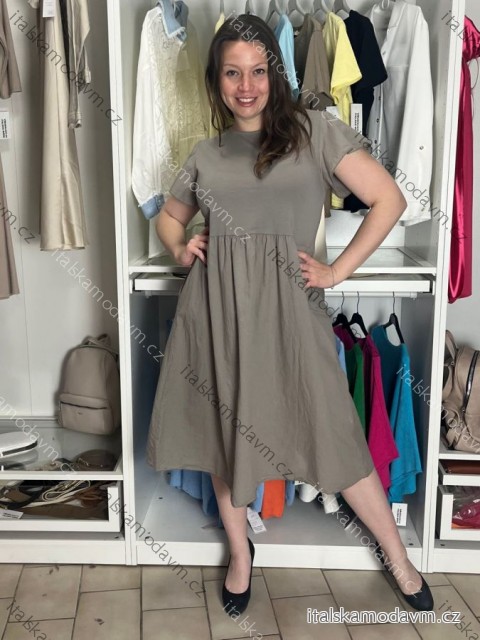 Šaty letní  krátký rukáv dámské CAMELA (S/M/L ONE SIZE) ITALSKÁ MÓDA IM42626361