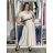 Šaty dlouhé letní s páskem krátký rukáv dámské KARLA (S/M/L ONE SIZE) ITALSKÁ MÓDA IM426000326