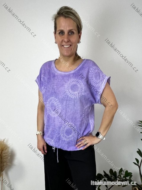 Tunika krátky rukáv dámska nadrozmer (44/46/48 ONE SIZE) TALIANSKA MODA IMSM26000328/DUR 44/46/48 fialová