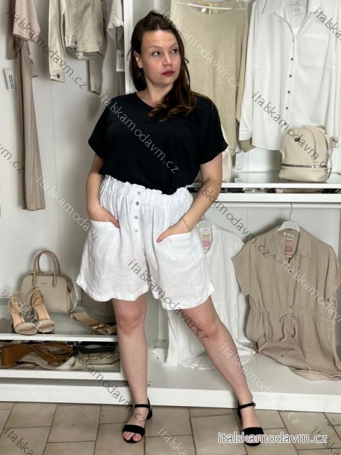 Kraťasy lněné dámské JINDRA (S/M/L ONE SIZE) ITALSKÁ MÓDA IMWEC260066/DUR