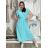 Šaty dlouhé letní krátký rukáv dámské (S/M/L/XL ONE SIZE) ITALSKÁ MODA IMD24042/DR S/M/L tyrkysová