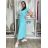 Šaty dlouhé letní krátký rukáv dámské (S/M/L/XL ONE SIZE) ITALSKÁ MODA IMD24042/DR S/M/L tyrkysová