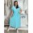 Šaty dlouhé letní krátký rukáv dámské (S/M/L/XL ONE SIZE) ITALSKÁ MODA IMD24042/DR S/M/L tyrkysová