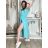 Šaty dlouhé letní krátký rukáv dámské (S/M/L/XL ONE SIZE) ITALSKÁ MODA IMD24042/DR S/M/L tyrkysová