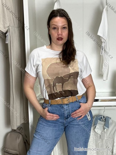 Tričko s krátkým rukávem dámské nadrozměr HELENA  (40/42/44 ONE SIZE) ITALSKá MóDA IM5260002-3/DUR