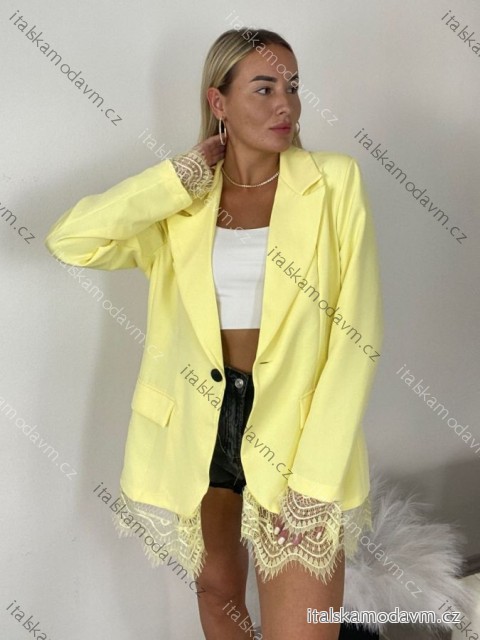 Sako s krajkou dlouhý rukáv dámské (S/M/L ONE SIZE) ITALSKÁ MÓDA IMPVN26251175/DUR S/M/L žlutá