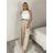 Nohavice elegantní dlhé s páskem dámske MISEL(S/M/L ONE SIZE) TALIANSKA MÓDA 	 IMPVN262465/DUR S/M/L béžová