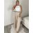 Nohavice elegantní dlhé s páskem dámske MISEL(S/M/L ONE SIZE) TALIANSKA MÓDA 	 IMPVN262465/DUR S/M/L béžová