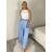 Kalhoty elegantní dlouhé s páskem dámské MISEL (S/M/L ONE SIZE) ITALSKÁ MÓDA 	 IMPVN262465/DUR S/M/L světle modrá