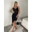 Šaty elegantní s krajkou na ramínka dámské (S/M/L) ITALSKÁ MÓDA IMPLP2678380095/DUR S/M/L Černá