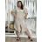 Šaty lněné košilové krátký rukáv dámské (S/M/L ONE SIZE) ITALSKÁ MODA IM7250001/DU béžová S/M/L