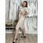 Šaty lněné košilové krátký rukáv dámské (S/M/L ONE SIZE) ITALSKÁ MODA IM7250001/DU béžová S/M/L