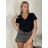 Tričko krátký rukáv dámské (S/M/L ONE SIZE) ITALSKÁ MÓDA IMPTI26NG3282/DUR S/M/L Černá