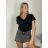 Tričko krátký rukáv dámské (S/M/L ONE SIZE) ITALSKÁ MÓDA IMPTI26NG3282/DUR S/M/L Černá