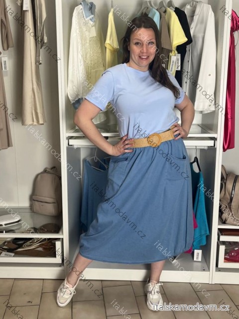 Sukně dlouhá s páskem dámská JULIA  (S/M/L ONE SIZE) ITALSKÁ MÓDA IMC2602365/DUR S/M/L světle modrá