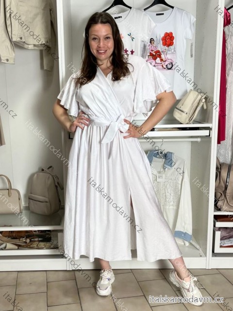 Šaty dlouhé krátký rukáv dámské INNES (M/L/XL ONE SIZE) ITALSKÁ MÓDA IMWEC262310A44/DUR