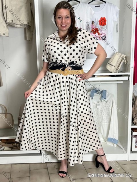 Sukně puntíkatá dlouhá s páskem dámská (S/M/L ONE SIZE) ITALSKÁ MÓDA IMM26M6891/DUR
