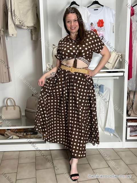 Košile puntíkatá krátký rukáv dámská (S/M/L ONE SIZE) ITALSKÁ MÓDA IMM26M7512/DUR