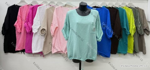 Tunika mušelín 3/4 dlouhý rukáv dámská nadrozměr (46/48/50 ONE SIZE) ITALSKÁ MÓDA IM426184